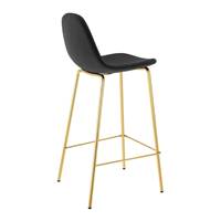 Vladi chaise de bar en velours noir et pieds en métal dorés H65