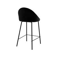 Turin chaise de bar arrondie velours noir H65