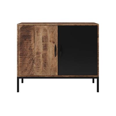 Kroko petit buffet 2 portes en bois de manguier et métal