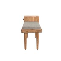 Basset banquette d'entrée en bois d'acacia et tissu gris clair avec tiroir