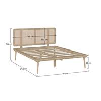 Ony lit double en bois et cannage 140x190