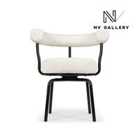 Jesper chaise de bureau rotative en tissu bouclé blanc