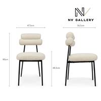 Glorys chaise en tissu bouclé blanc et métal noir