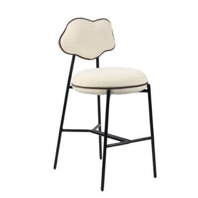 Amago tabouret de bar en tissu texturé blanc H71cm