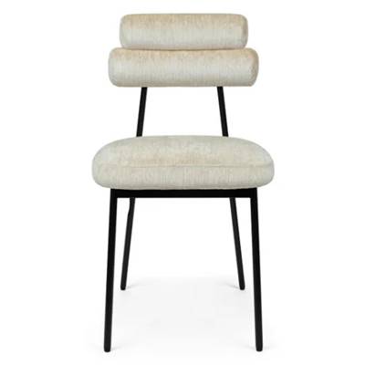 Glorys chaise en tissu beige satiné et pieds noirs
