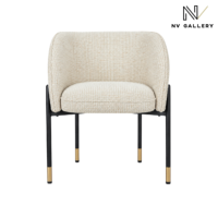 Alexia chaise en tissu tweed beige miami incurvé pied métal noir