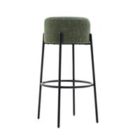 York tabouret de bar en tissu vert cactus et métal noir sans dossier H78cm