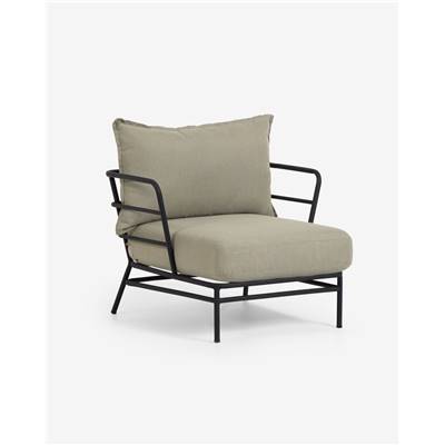 Konos fauteuil acier noir et tissu beige