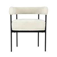 Borry chaise avec accoudoirs en tissu blanc crêpé et métal noir