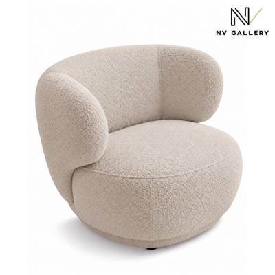Havane fauteuil en tissu bouclé beige