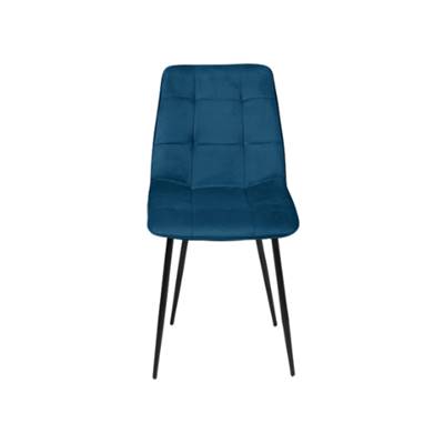 Milla chaise en velours bleu canard effet matelassé