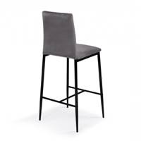 Beata tabouret de bar en velours gris foncé dossier haut H65