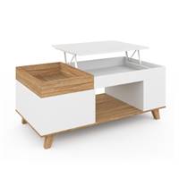Boston table basse relevable et coffre de rangement bois et blanc