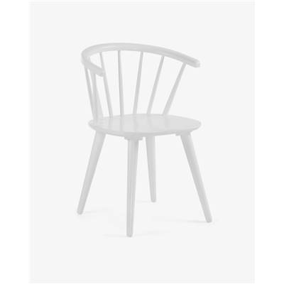 Ayame chaise en bois d'hévéa massif laqué blanc