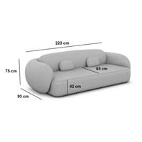 Bulane canapé 3 places en tissu texturé gris anthracite