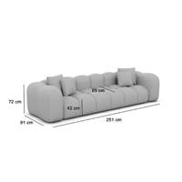 Cotton canapé 4 places en velours gris clair