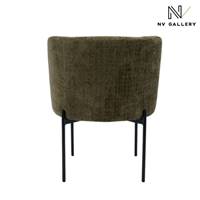Gilo chaise en tissu tweed vert lichen et métal noir