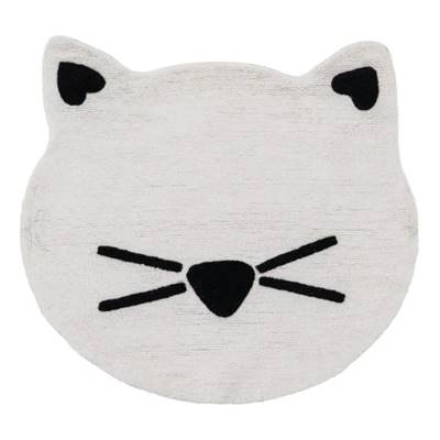 Suivre petit tapis chat en coton noir et blanc