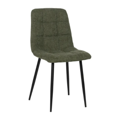 Nancy chaise matelassée vert en tissu grosse maille pieds métal