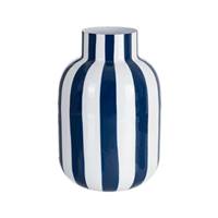 Zebri vase blanc à rayures bleues H30cm