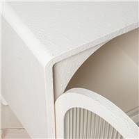 Tara buffet bas en bois mdf blanc 3 portes vitrées L120cm