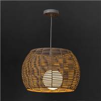 Buri suspension arrondie métal et osier naturel clair H23