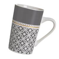 Dinera ensemble de 4 tasses en céramique grise et fleur