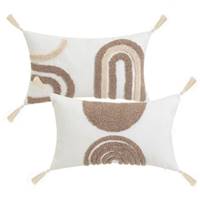 Arches coussin en polycoton motifs beige 50x30cm