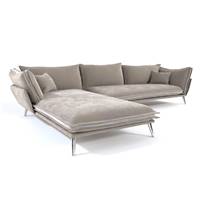 Laura canapé d'angle gauche en velours beige foncé