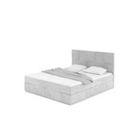 Paollo lit boxspring 140x200 avec rangement en velours gris clair et surmatelas