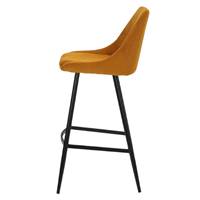 Bari chaise de bar velours côtelé jaune curry H74cm