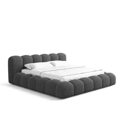 Cotton lit 180x200 avec rangement en tissu texturé gris anthracite