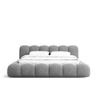 Cotton lit 160x200 avec rangement en tissu velours gris foncé