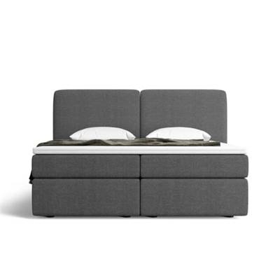 Bolabi lit boxspring 160x200 en tissu texturé gris anthracite avec rangement