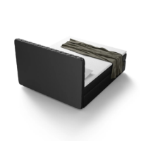 Sturami lit 160x200 Boxspring avec fonction rangement en PU Noir