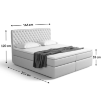 Sturami lit 160x200 Boxspring avec fonction rangement en PU Noir