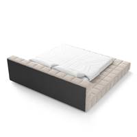 Acaps lit 180x200 avec coffre de rangement modulable tissu texturé beige