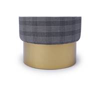Picca pouf tissu carreau bleu et laiton
