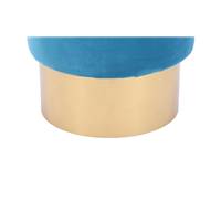 Mime pouf tissu bleu uni et pied laiton