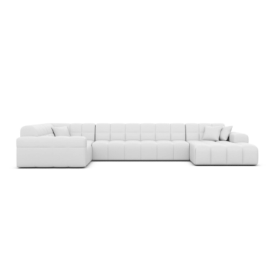 Lodce canapé panoramique angle droit en cuir blanc