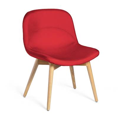 Alsta chaise tissu rouge, pieds en frêne clair