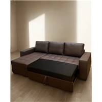 Romy canapé d'angle reversible et convertible en PU marron