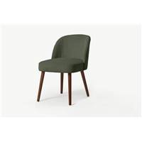 Swinton chaise velours vert et bois teint fonc