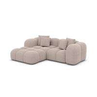 Cotton petit canapé d'angle gauche en tissu texturé beige