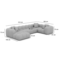Cotton canapé panoramique angle gauche en tissu bouclé toffe