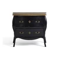 Manolo commode basse 2 tiroirs noir et pin massif effet vieilli
