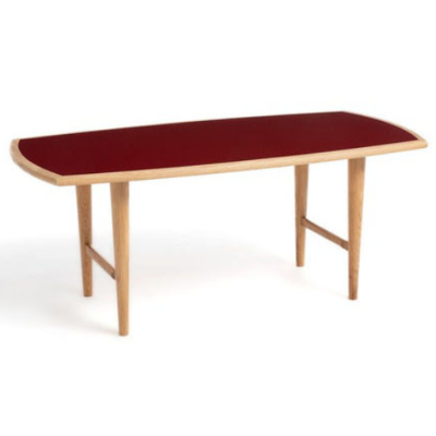 Lykel table basse chêne plateau laqué rouge foncé