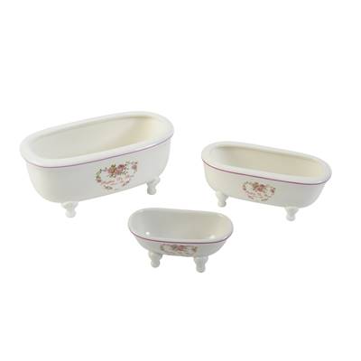Kingston baignoire porte savon céramique blanc fleuri