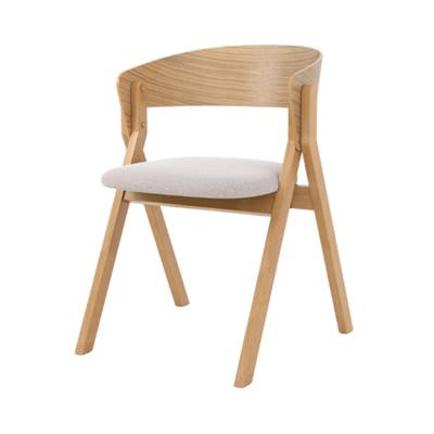 Merka chaise en bois d'hévéa et tissu beige