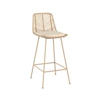 Capurgana tabouret de bar mi-hauteur en rotin naturel et beige